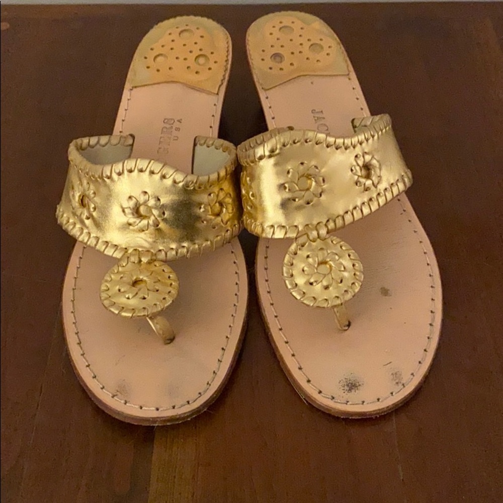 Jack Rogers gold wedge sandals!